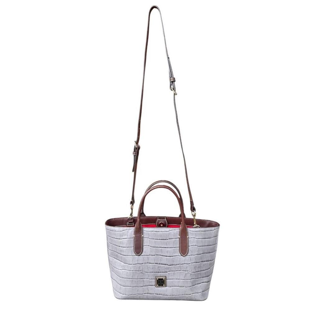 Dooney and Bourke Denison Croco Crossbody Tote Gray Leather